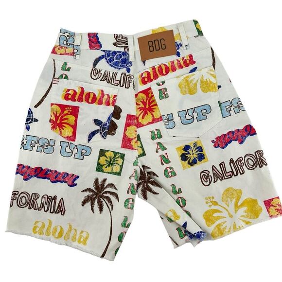 BDG Urban Outfitters Surf Print Embroidered Shorts – Size 25 (6” Inseam) Beachy - Picture 5 of 8